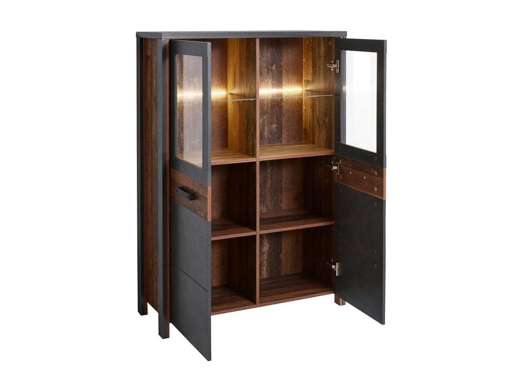 Buffet haut collection Domopure- Coloris gris anthracite et chêne foncé. QZPE34077