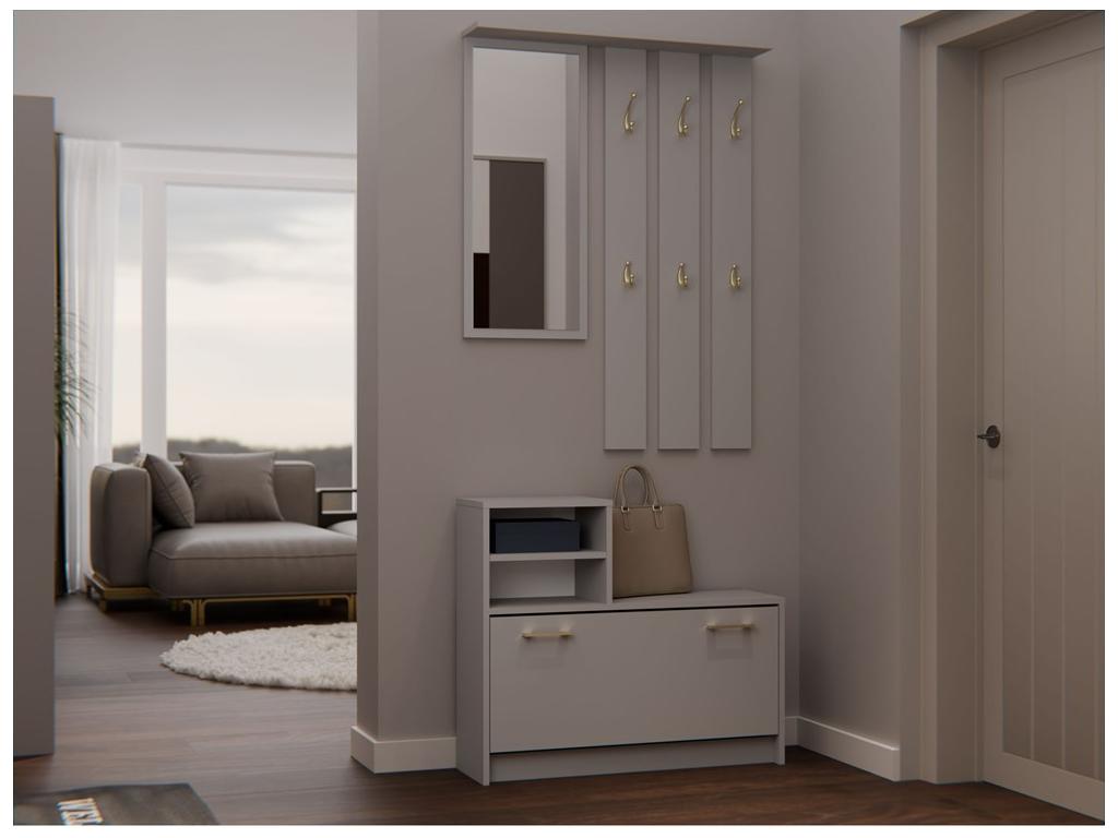 Chicyla - Entryway Coat Rack - Chicylaère Wall-Mounted Mirrored Shoe Storage Unit - 180x85x24 - Entryway Furniture - Grey RMSG81513