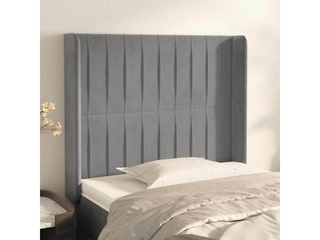 Tête de lit avec oreilles Gris clair 93x16x118/128 cm Velours ZLHL48306