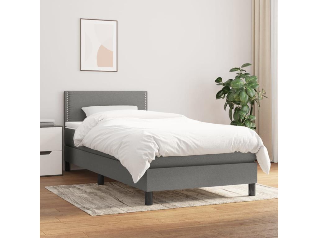 Sommier à Domopure de lit et matelas Gris foncé 90x190 cm Tissu BVPL88235