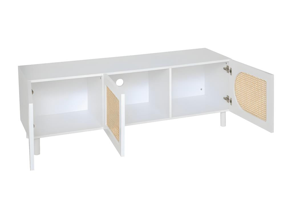 Meuble TV avec 3 portes de rangement en bois coloris blanc MABL99933