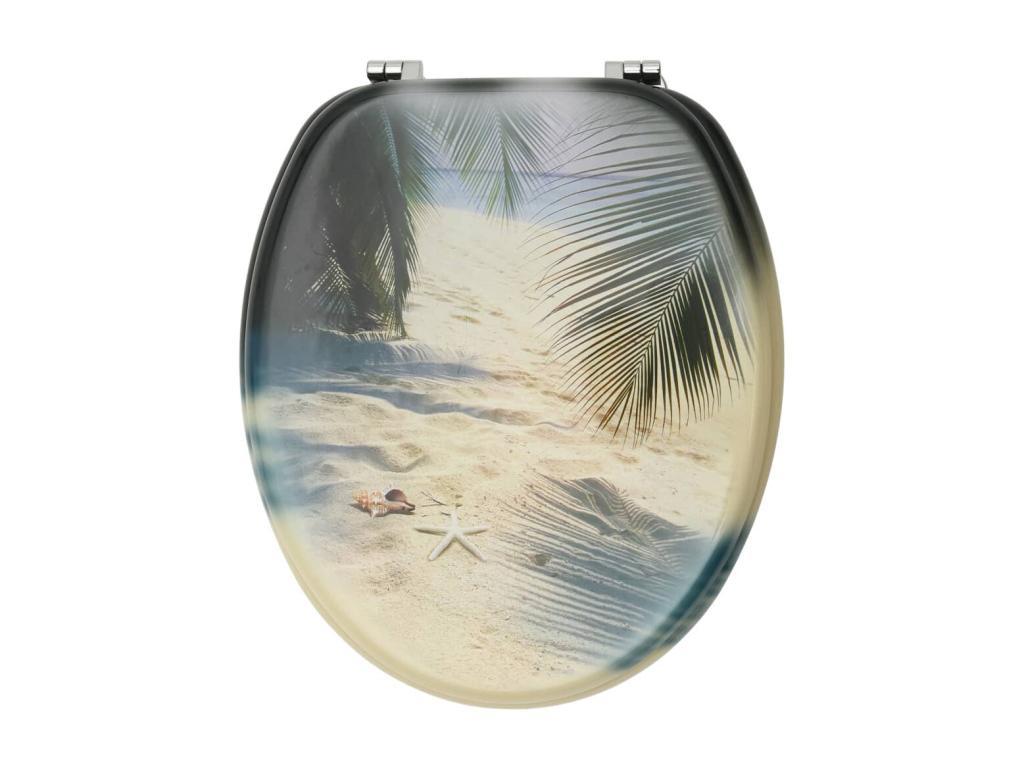 Toilet seat with wood-effect lid, 42.5x35.8x5.3 cm, 02 0002932 FGQD64125