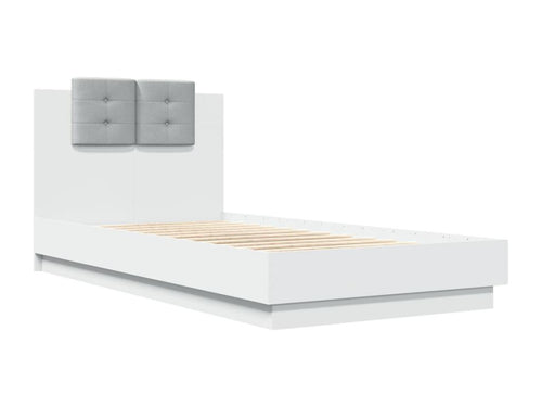 Bed frame with headboard and Domopureères LED white 90x190 cm BWEX88284
