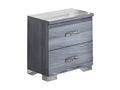 Domopure 2-Drawer Bedside Table, Glossy Grey Wood - W 50 x D 43 x H 47 cm DFSL50570