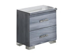 Domopure 2-Drawer Bedside Table, Glossy Grey Wood - W 50 x D 43 x H 47 cm DFSL50570