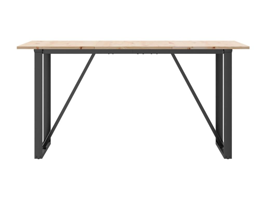 Table à manger cadre en O 140x80x75 cm bois de pin massif fonte VYJU71506