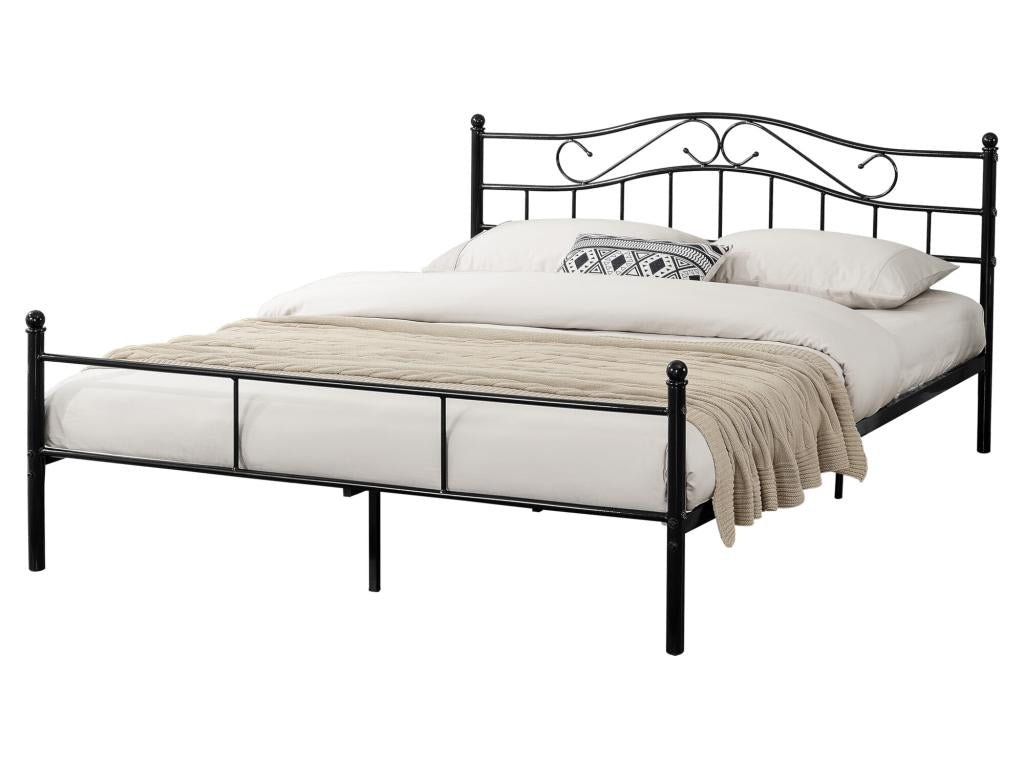 Domopure Double Bed Frame, Powder-Coated Steel, 180x200cm, Black, Domopure PRSS70421