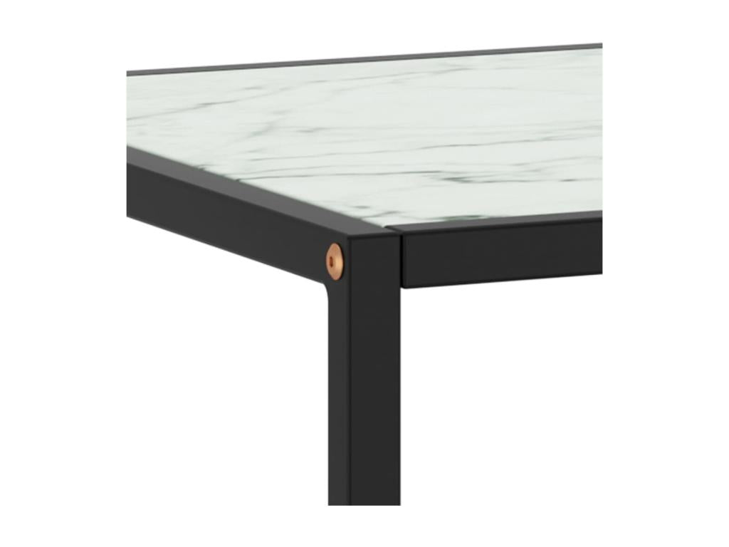 Table basse Noir avec verre marbre blanc 120x50x35 cm MUIB27654