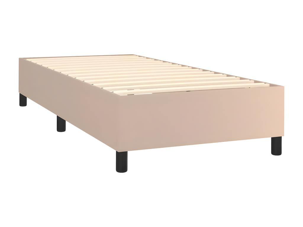 Upholstered bed base with mattress and LED lighting, Cappuccino color, 90x200cm, faux leather, NLTY97701