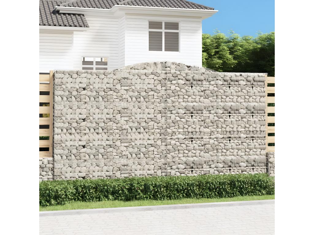 Arched gabion baskets, 4 pieces, 400x30x220/240 cm, galvanized iron, JOWA80955
