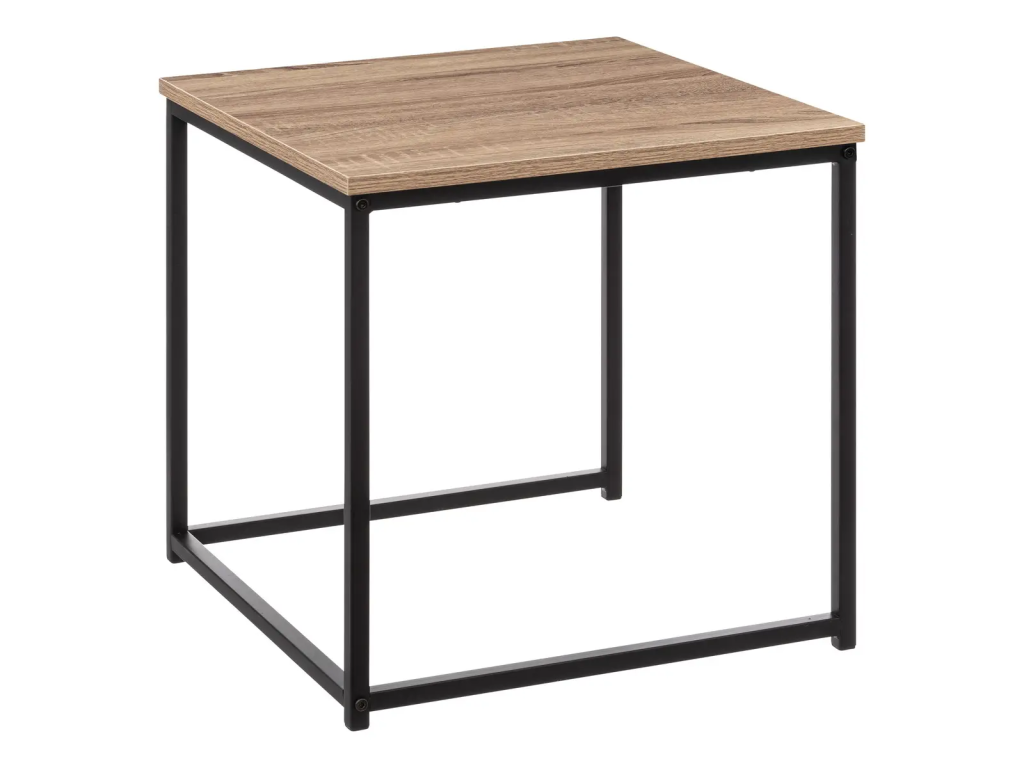 Set de 2 table carrée en MDF chêne et métal noir - L- 45 x P- 45 x H- 45 cm ISLO08495