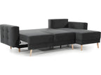 Canapé d'angle convertible Domopure VELOURS - en tissu de qualité 5 places gris anthracite angle droit vu de face RQSG76273
