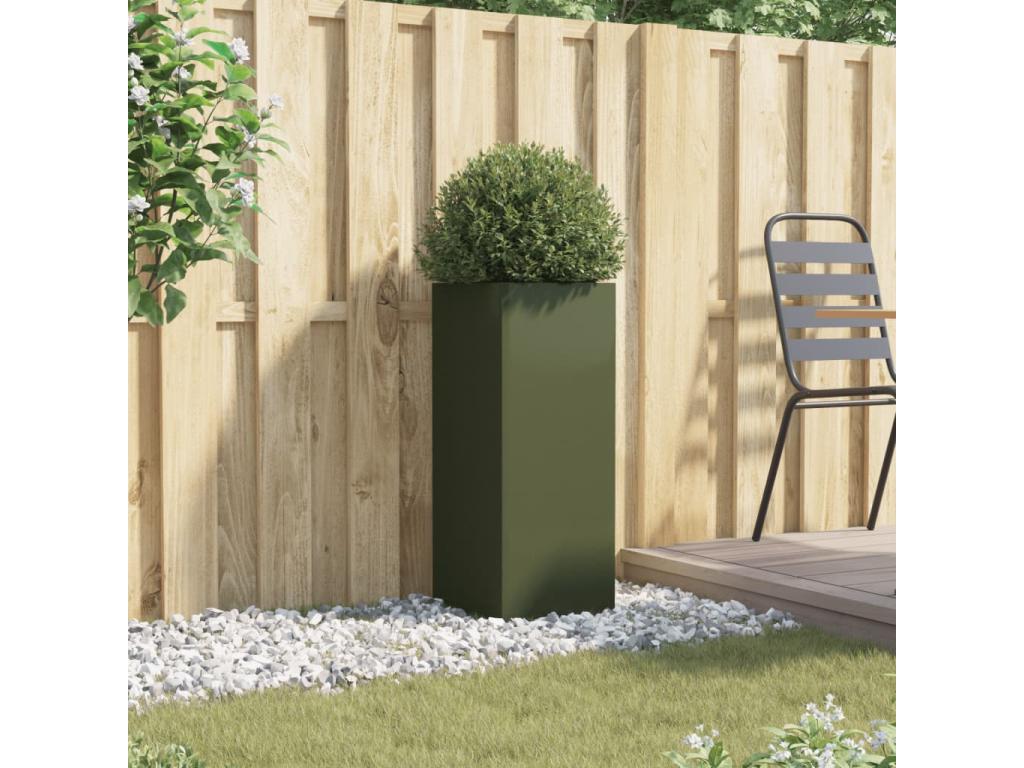 Olive green planter 32x27.5x75 cm cold rolled steel FLSE03599