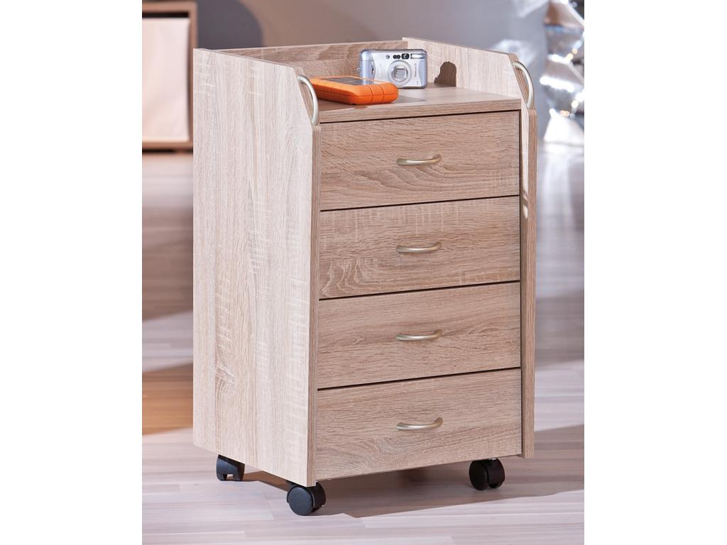 Domopure FACL24186 College 4-Drawer Office Pedestal 65cm Oak