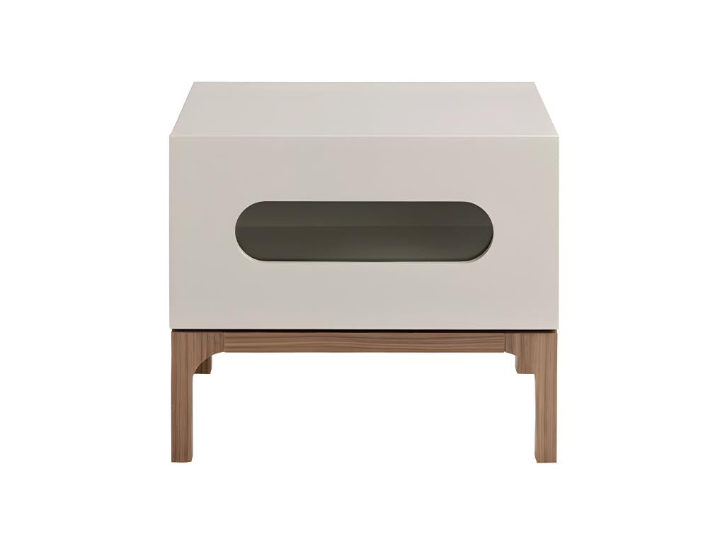 Table de chevet en bois gris et noyer avec éclairage intérieur 7144 Domopure UPWC07857