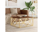 Gold coffee table in stainless steel and reclaimed solid wood LSYQ90210