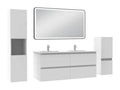 Meuble salle de Bain 120cm avec colonne miroir mural lumineux 3 couleurs blanc DLFT79003