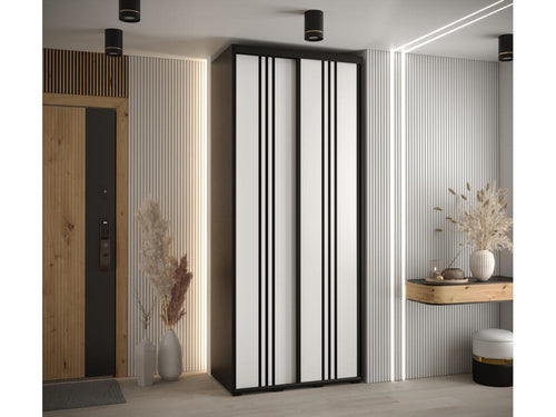 Domopure 6 Sliding Door Wardrobe 235.2/110/45 2 Doors Black/White/Black AMNY61502