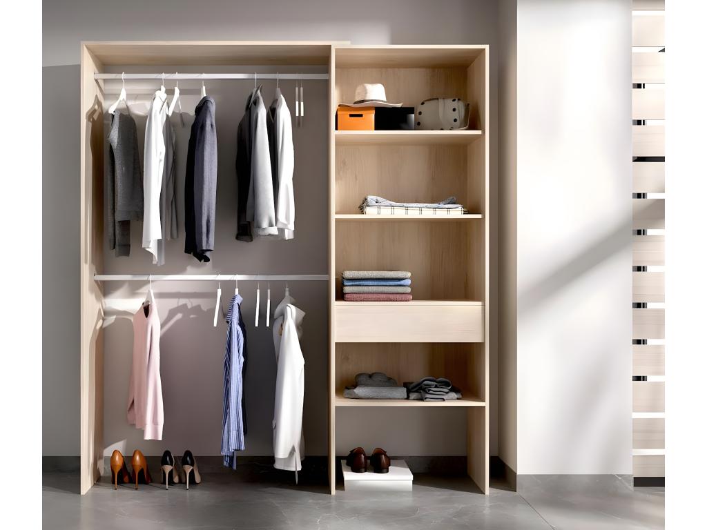 Armoire placard extensible coloris naturel - Longueur 110-160 x Hauteur 187 x Profondeur 40 cm XNVK08015