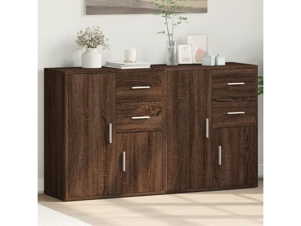 Buffets 2 pcs chêne marron 60x31x70 cm bois d'ingénierie NNBN85010