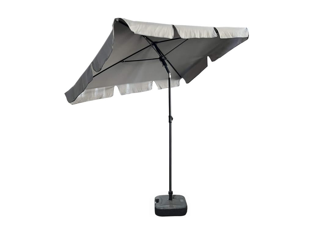 Domopure beach parasol with UV protection, light grey. Weight: 2.8 kg. Dimensions: L200 x W123 x H235 cm. WIWN71327
