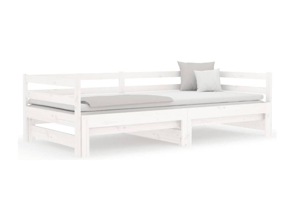 White Sliding Bed 2x 80x200 cm Solid Pine Wood XZJT54153