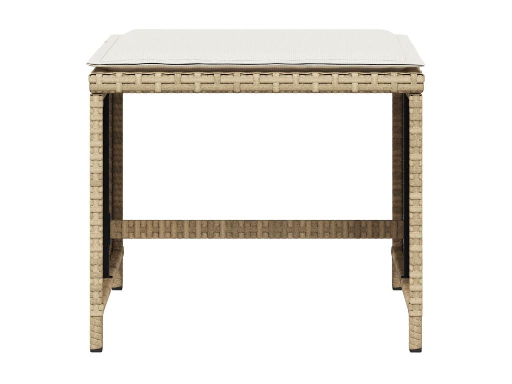 Garden stools with cushions, 4 pcs, beige, 41x41x36 cm, rattan, XRDZ48127