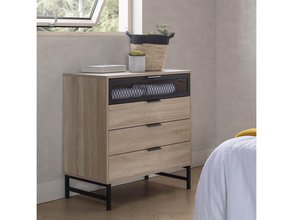 Domopure 3-drawer, 1-door bedside table, wood color NNYL35044