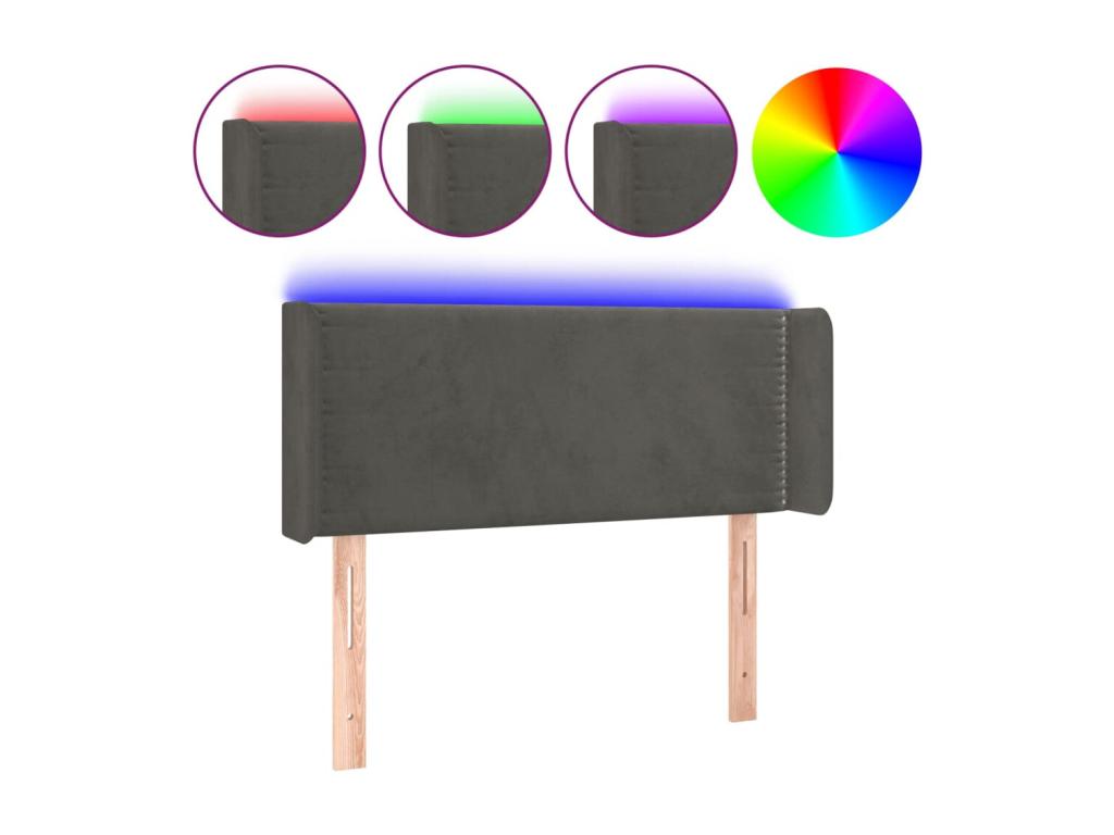 Tête de lit à LED Gris foncé 103x16x78/88 cm Velours UCJZ11335