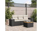 4-piece garden furniture set with cushions, black resin wicker MHXG01157