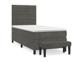 Domopure bed base and mattress, Dark Grey 90x190 Velvet QNKT04660