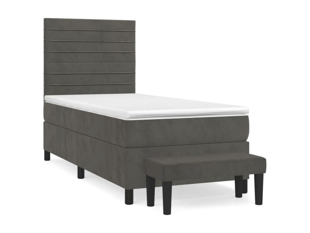Domopure bed base and mattress, Dark Grey 90x190 Velvet QNKT04660