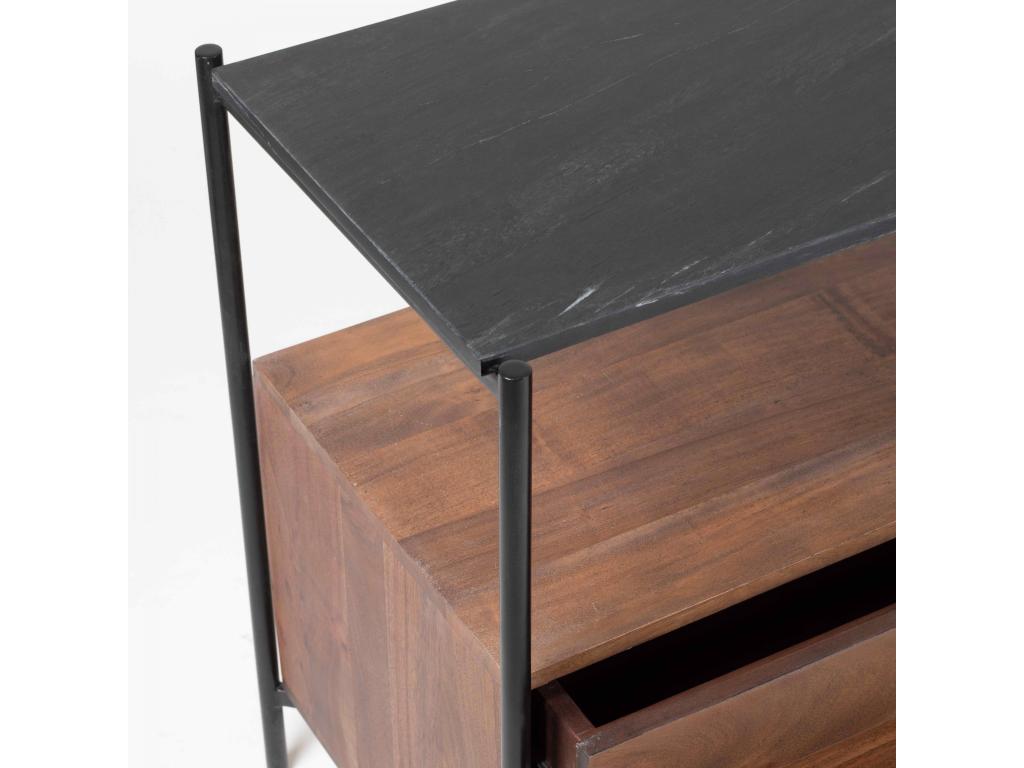 Meuble TV en marbre avec rangement en Domopure massif 152 cm TRDD46167