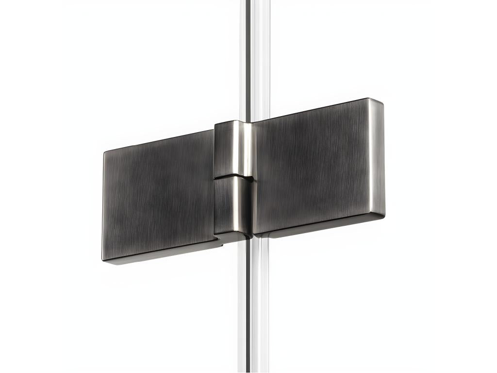 Cabine de douche 80x110cm 2 portes pivotantes Domopure GUNMETAL BRUSHED inox brossé acces d'angle KCEB82252