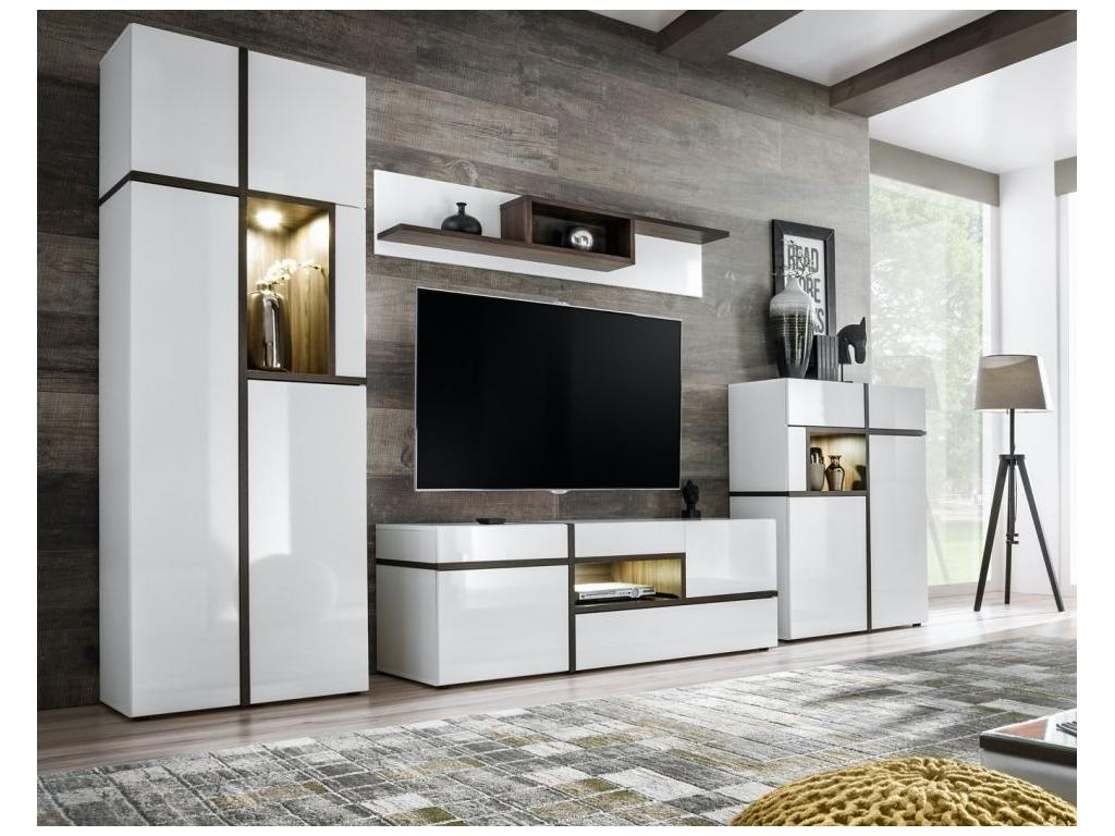 Meuble TV Design LED Decohaute 150cm Blanc FYTE36725