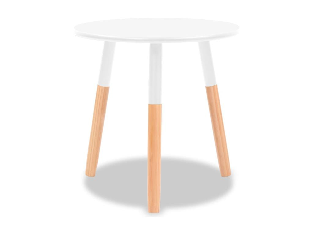 Set of 2 side tables, solid pine wood, white, ULXG10383