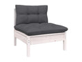 Salon de jardin 6 pièces avec coussins blanc bois de pin HJIR93169