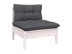 Salon de jardin 6 pièces avec coussins blanc bois de pin HJIR93169