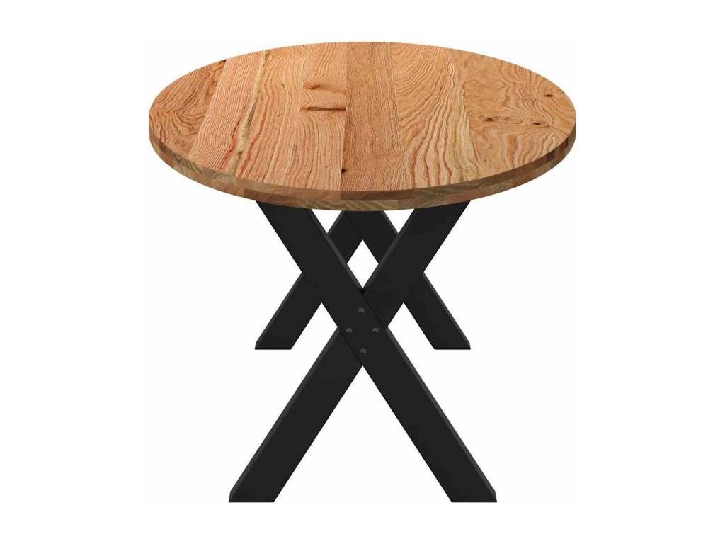 Light brown oval solid oak dining table FPII72804