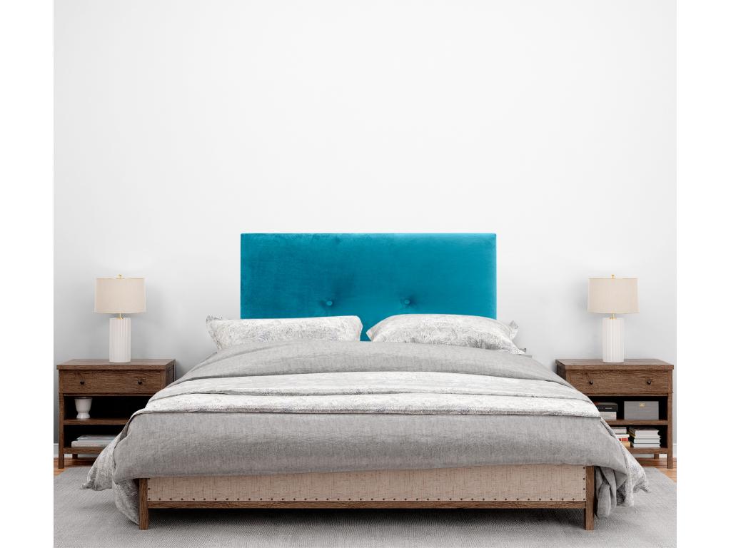 Domopure Smooth Velvet Headboard with Buttons 90x105 with Bed Legs 80/90 - Light Blue QZSJ37638