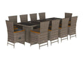 11-piece garden dining set with grey poly rattan cushions XLFI25887