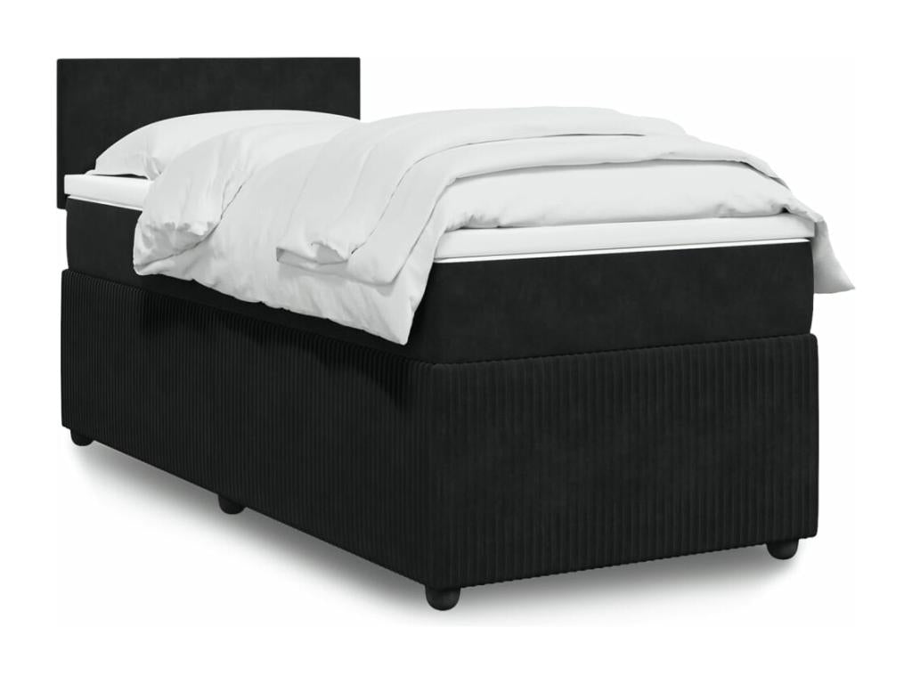 Sommier à Domopure de lit avec matelas Noir 90x200 cm Velours LWRR35802