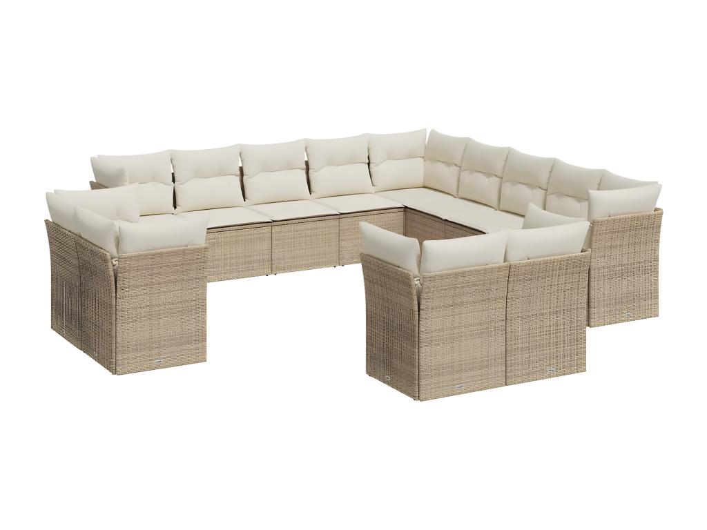 Salon de jardin avec coussins 13 pcs beige résine tressée HIXP05026