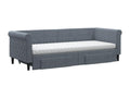 Daybed with pull-out bed and drawers, dark grey, 80x200cm, velvet, DVTM85224