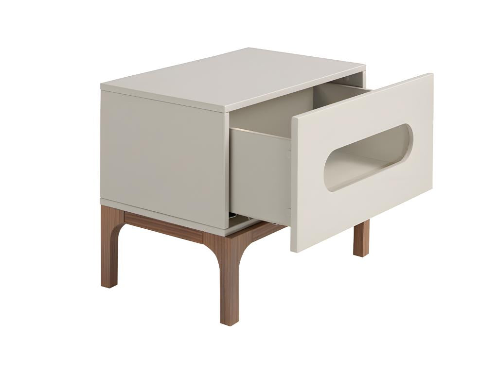 Table de chevet en bois gris et noyer avec éclairage intérieur 7144 Domopure UPWC07857