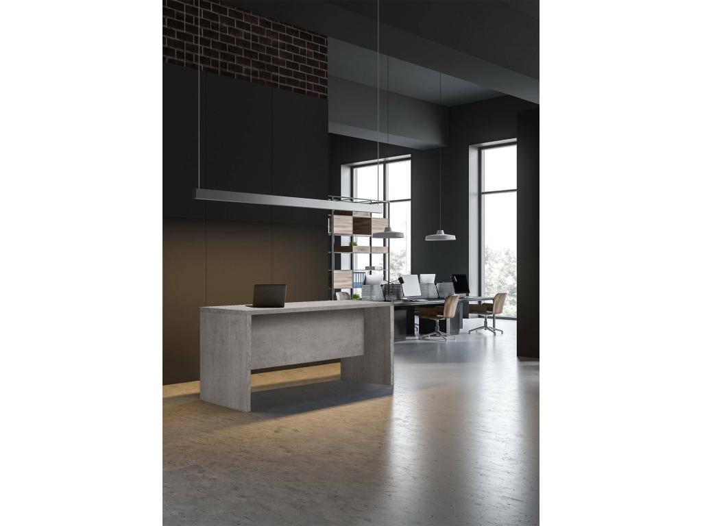 Linear desk for office and study, minimal computer desk, work desk, 180x69 x h74.2 cm, concrete grey color, NLGL66117