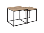 Set de 2 table carrée en MDF chêne et métal noir - L- 45 x P- 45 x H- 45 cm ISLO08495
