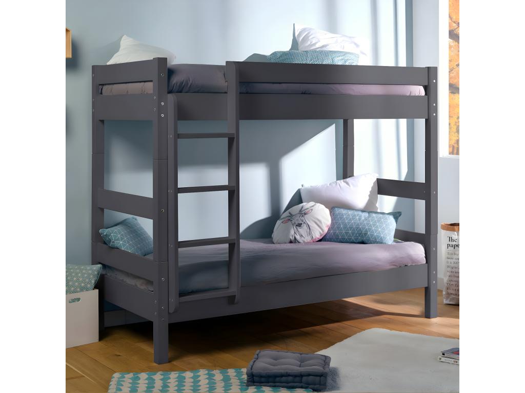 Bunk bed with pull-out base 90x190 cm solid wood white Domopure HYLS32349