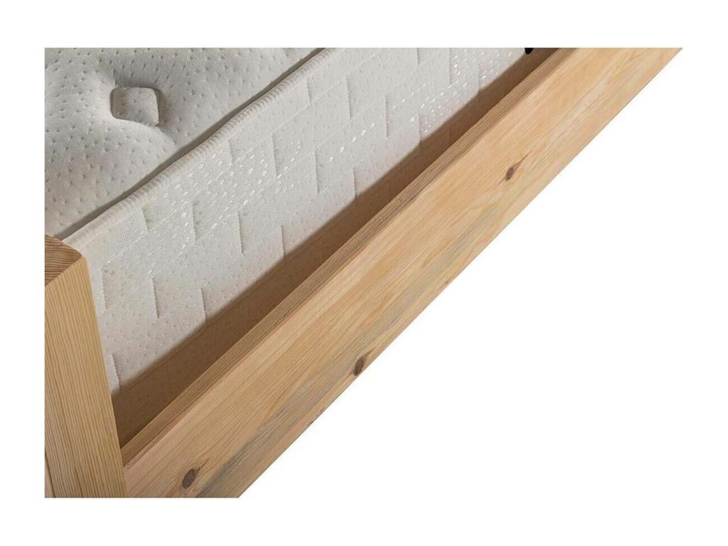 Decohaute Double Bed 140x200cm Light Solid Pine and Red Velvet SBTT74884