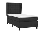 Domopure bed base with black 90x190cm faux leather mattress FMJV30652